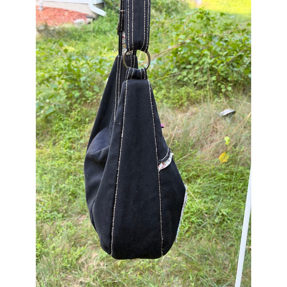 Mudd LOVE Patchwork Canvas Hobo Bag Boho Y2K Adjustable Strap - Picture 5 of 10